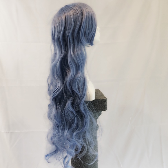 New goddess length curly blue wig cosplay